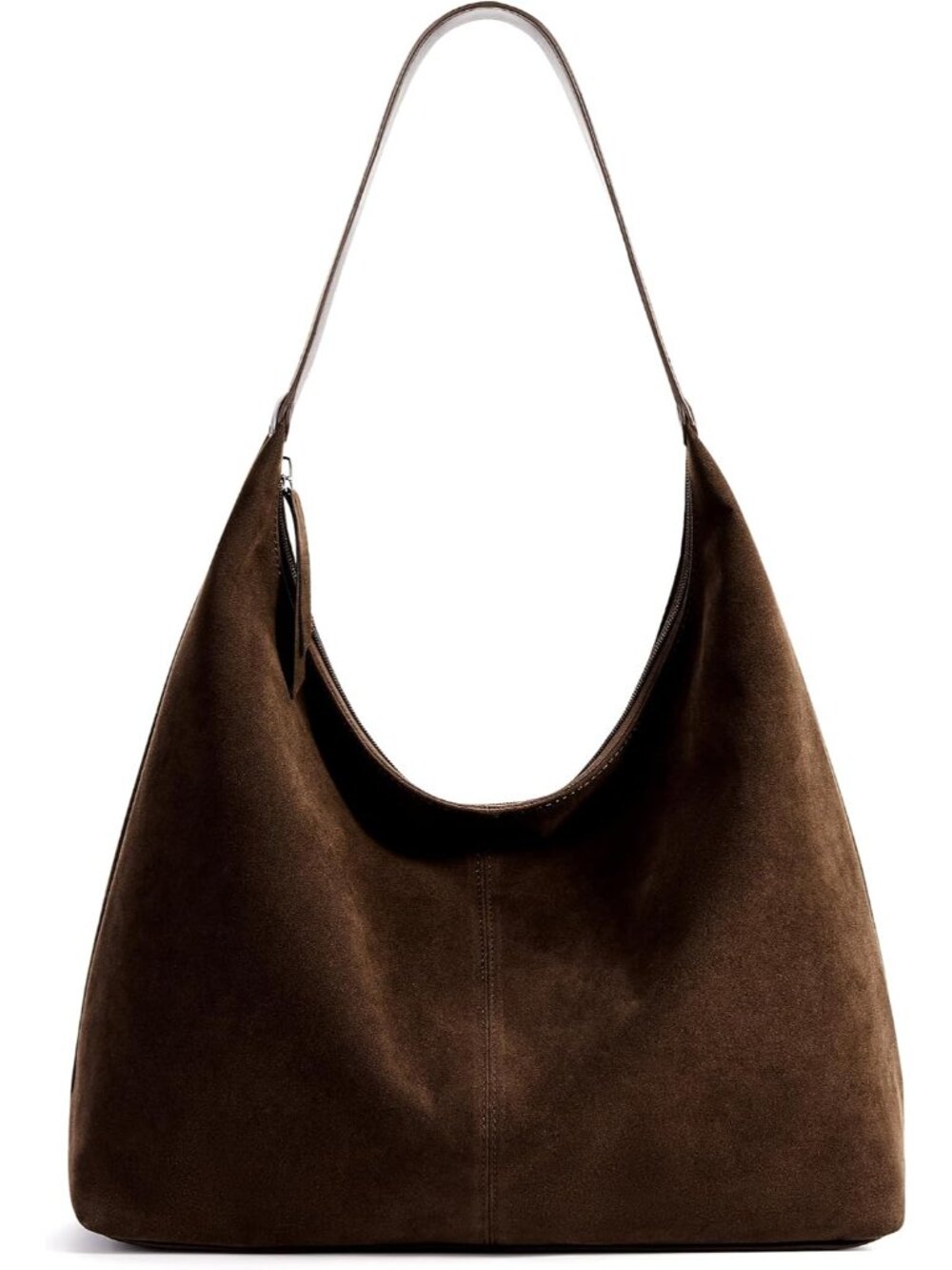Slouchy Tote Bag 18L Casual Vegan Leather Crescent Hobo Zipper Bag